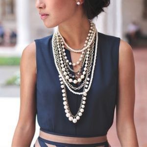 NWT Multi Strand Layered Pearl Necklace